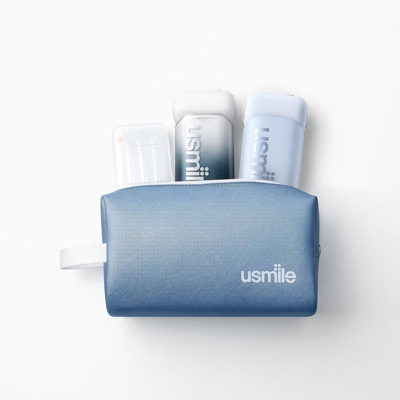 usmile Travel Case for Electric Toothbrush & Water Flosser – Water-Resistant PU Leather Hanging Toiletry Bag, Fits C10, Y10PRO, Y20PRO, Ideal for Travel, Gym & School(Blue) - Image 3